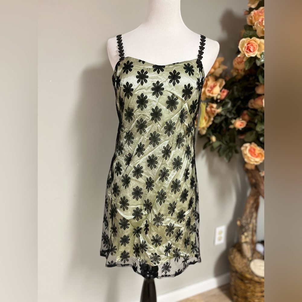 Floral Black and green Mini Dress